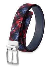 Plaid Reversible Belt - Red/navy