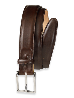 Leather Belt with Changeable Buckle - Brown