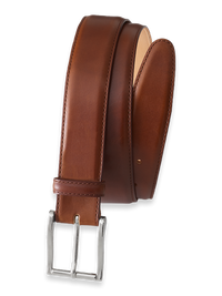 Leather Belt with Changeable Buckle - Chestnut