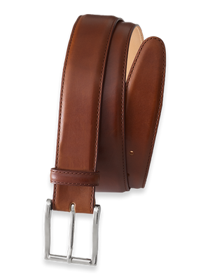 Leather Belt with Changeable Buckle - Chestnut