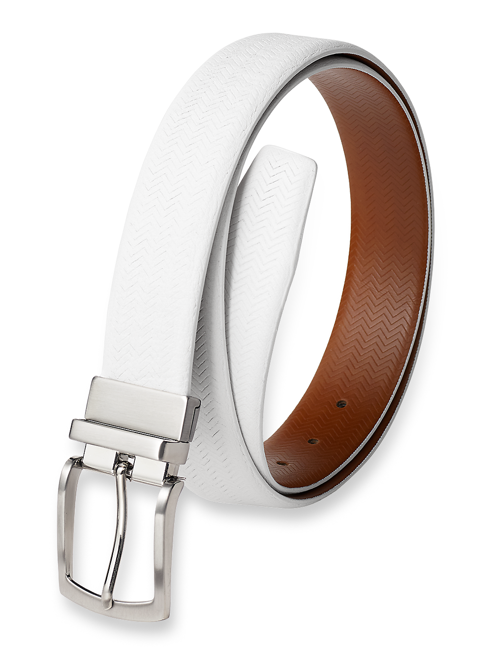 Product Image of Noah Reversible Belt-White/Chestnut