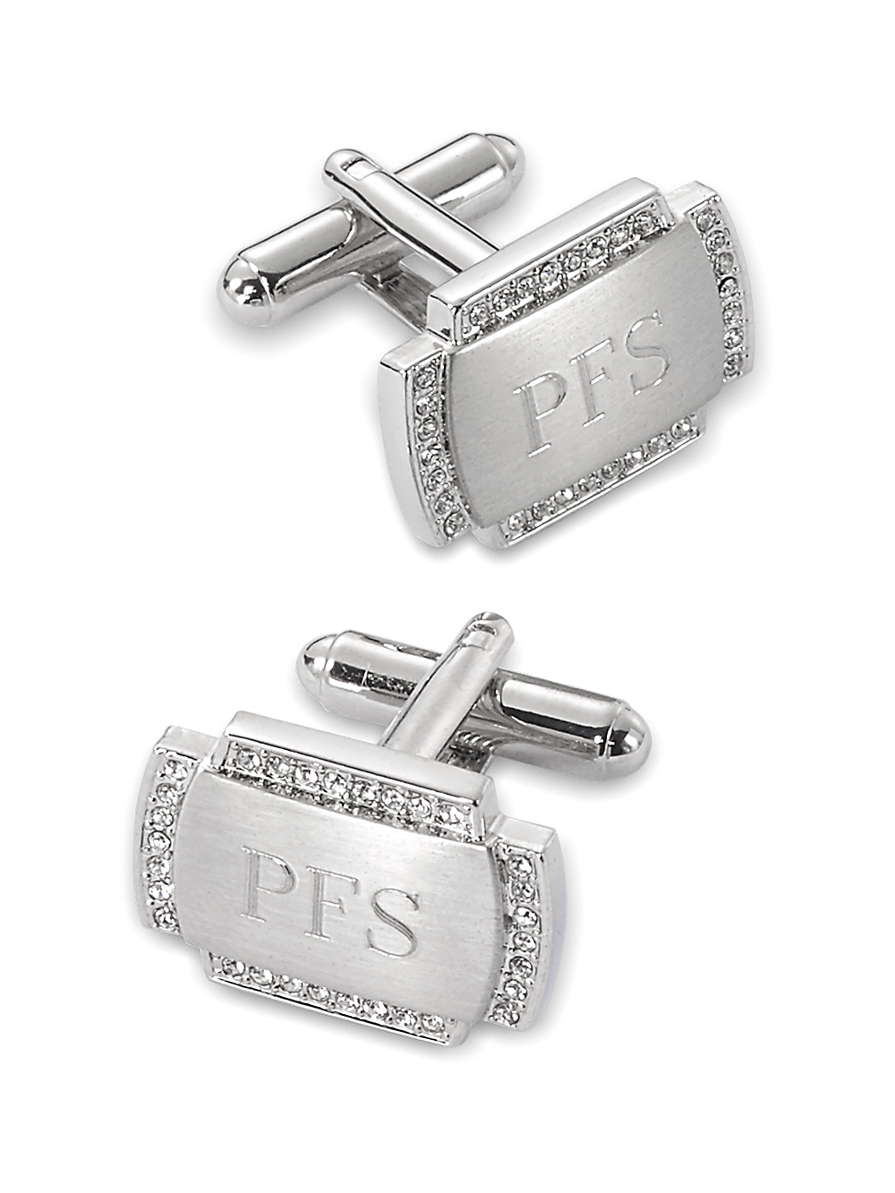 Product Image of Crystal Border Engravable Cufflinks-Silver