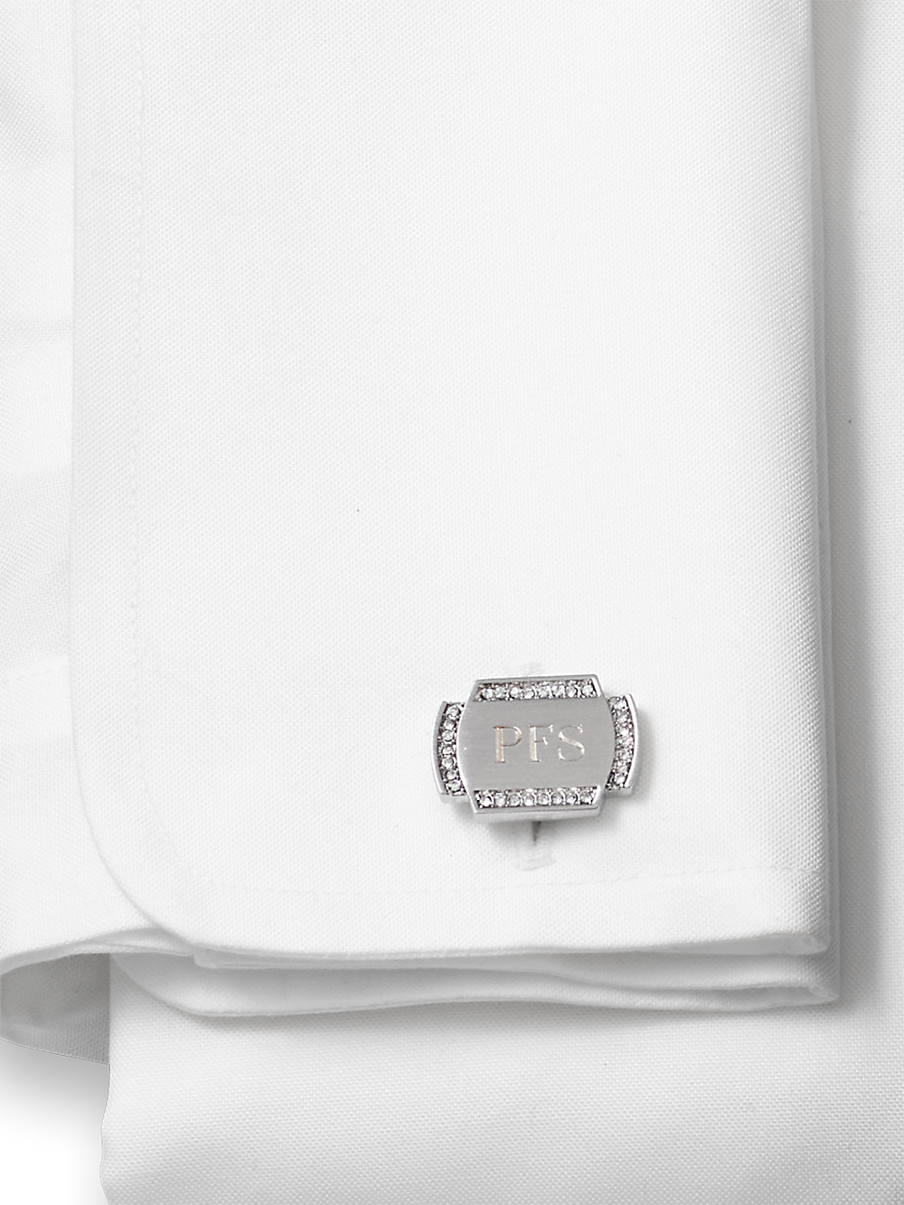 Alternate Image of Crystal Border Engravable Cufflinks-1