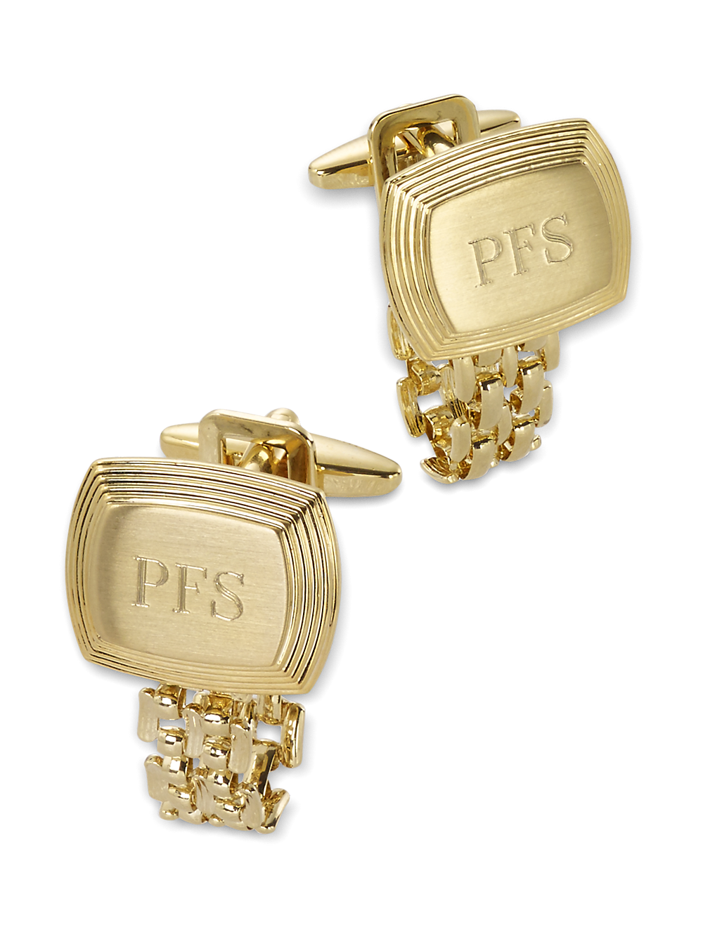 Product Image of Chain Wrap Engravable Cufflinks-Gold