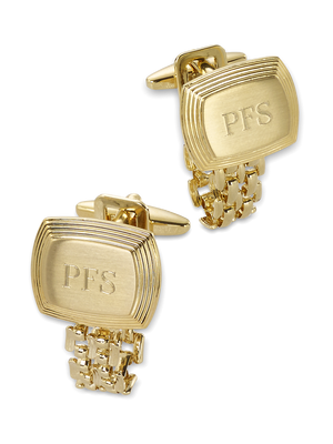 Chain Wrap Engravable Cufflinks - Gold