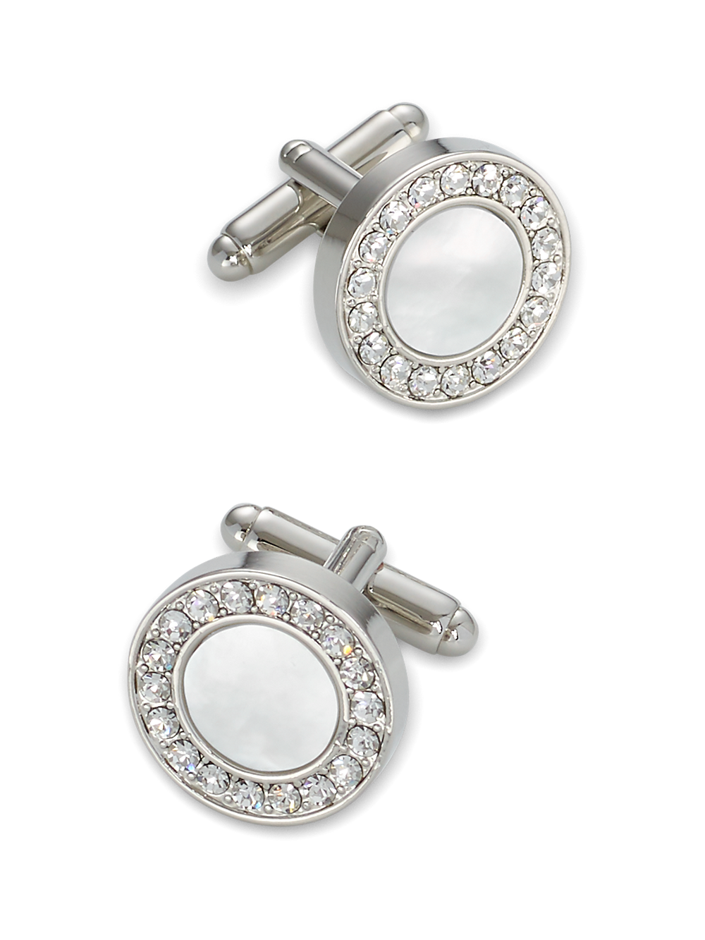 Product Image of Mother Of Pearl & Crystal Cufflinks-Silver