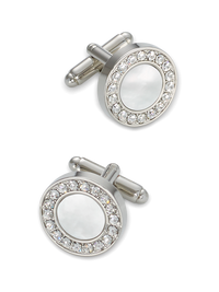 Mother of Pearl & Crystal Cufflinks - Silver