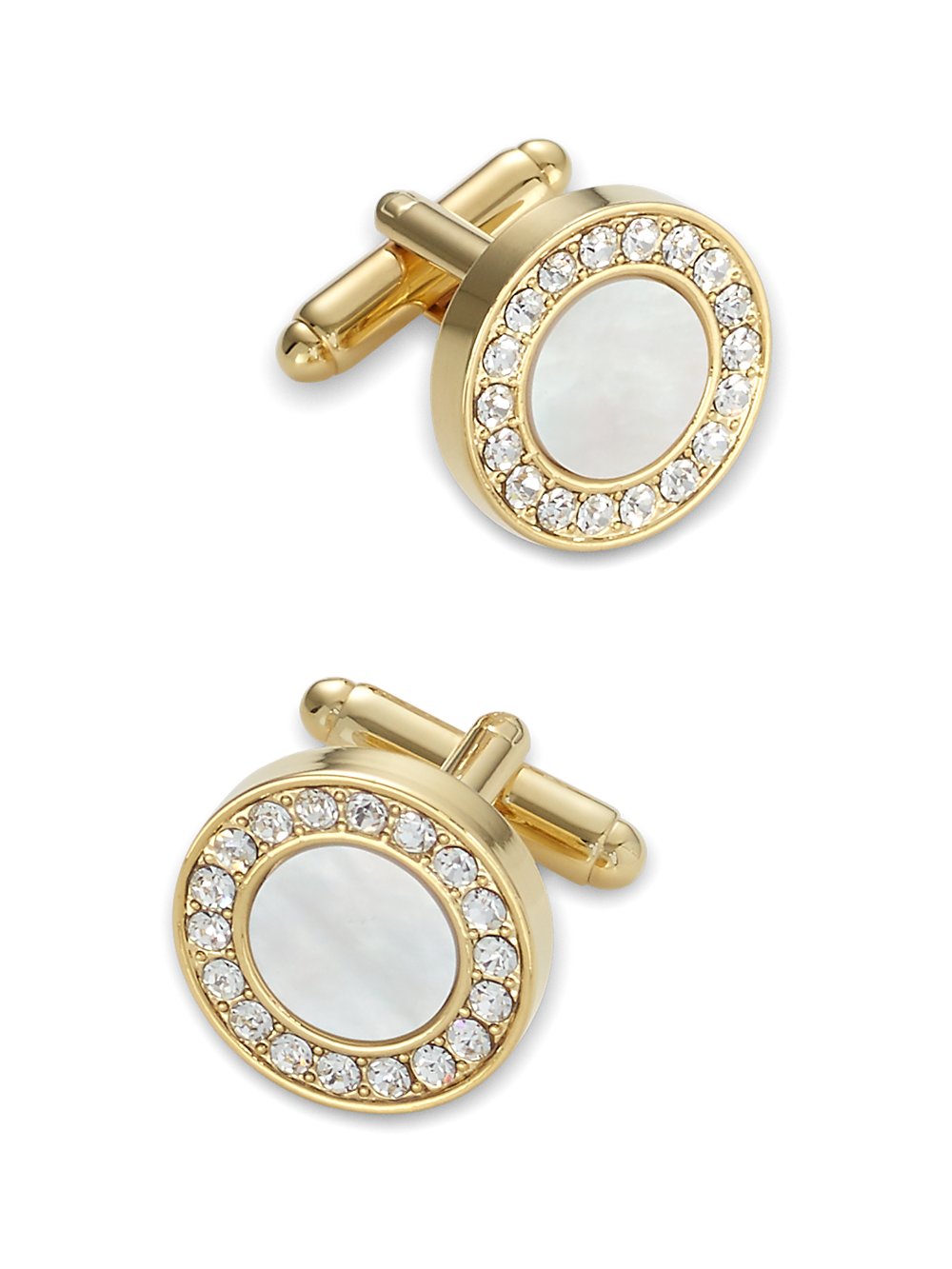 Product Image of Mother Of Pearl & Crystal Cufflinks-Gold