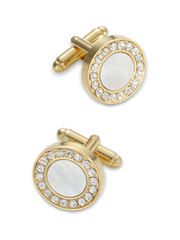 Mother of Pearl & Crystal Cufflinks - Gold