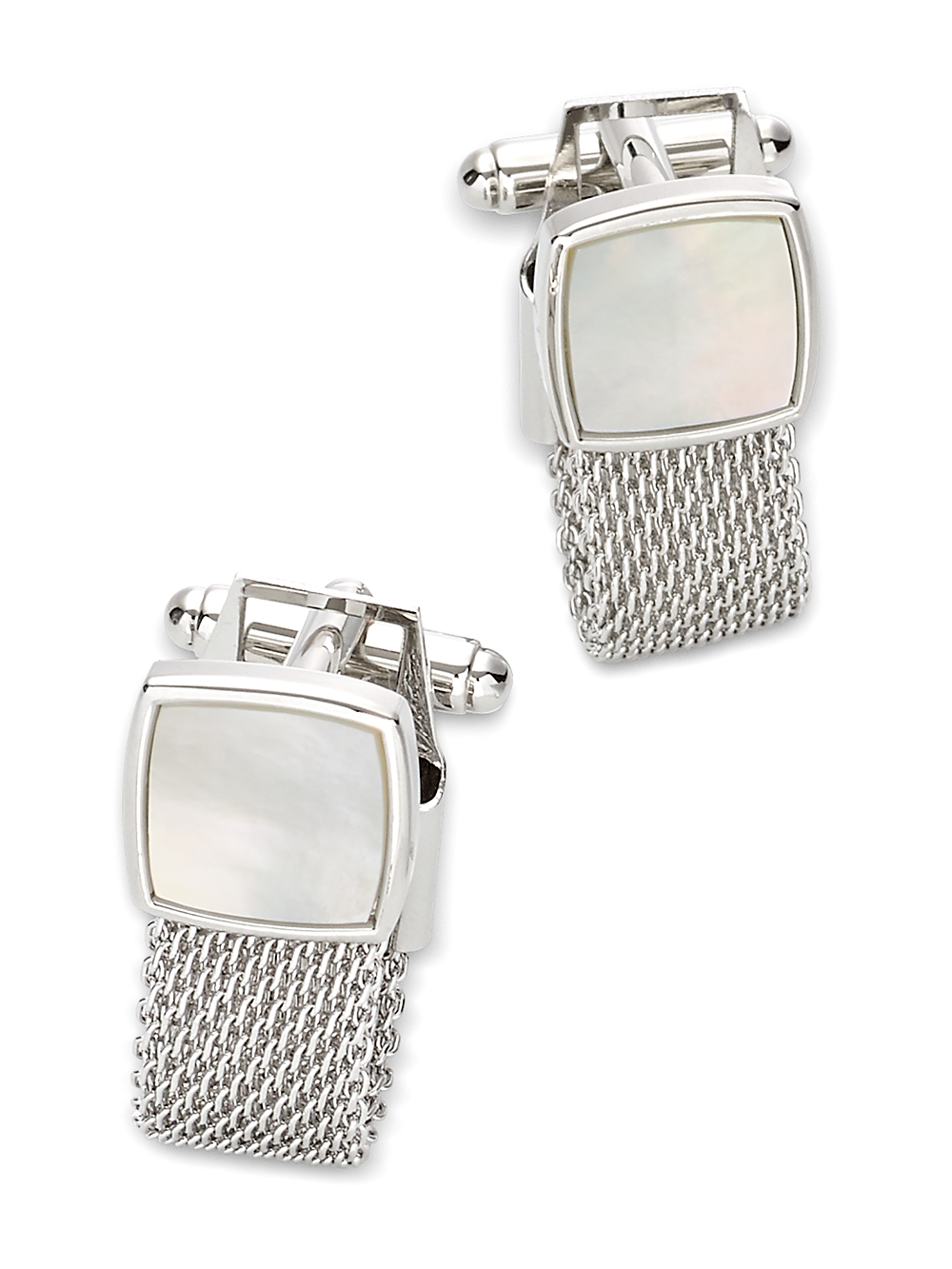 Product Image of Mother Of Pearl Mesh Wrap Cufflinks-Silver