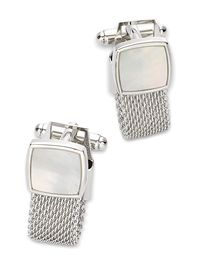 Mother of Pearl Mesh Wrap Cufflinks - Silver