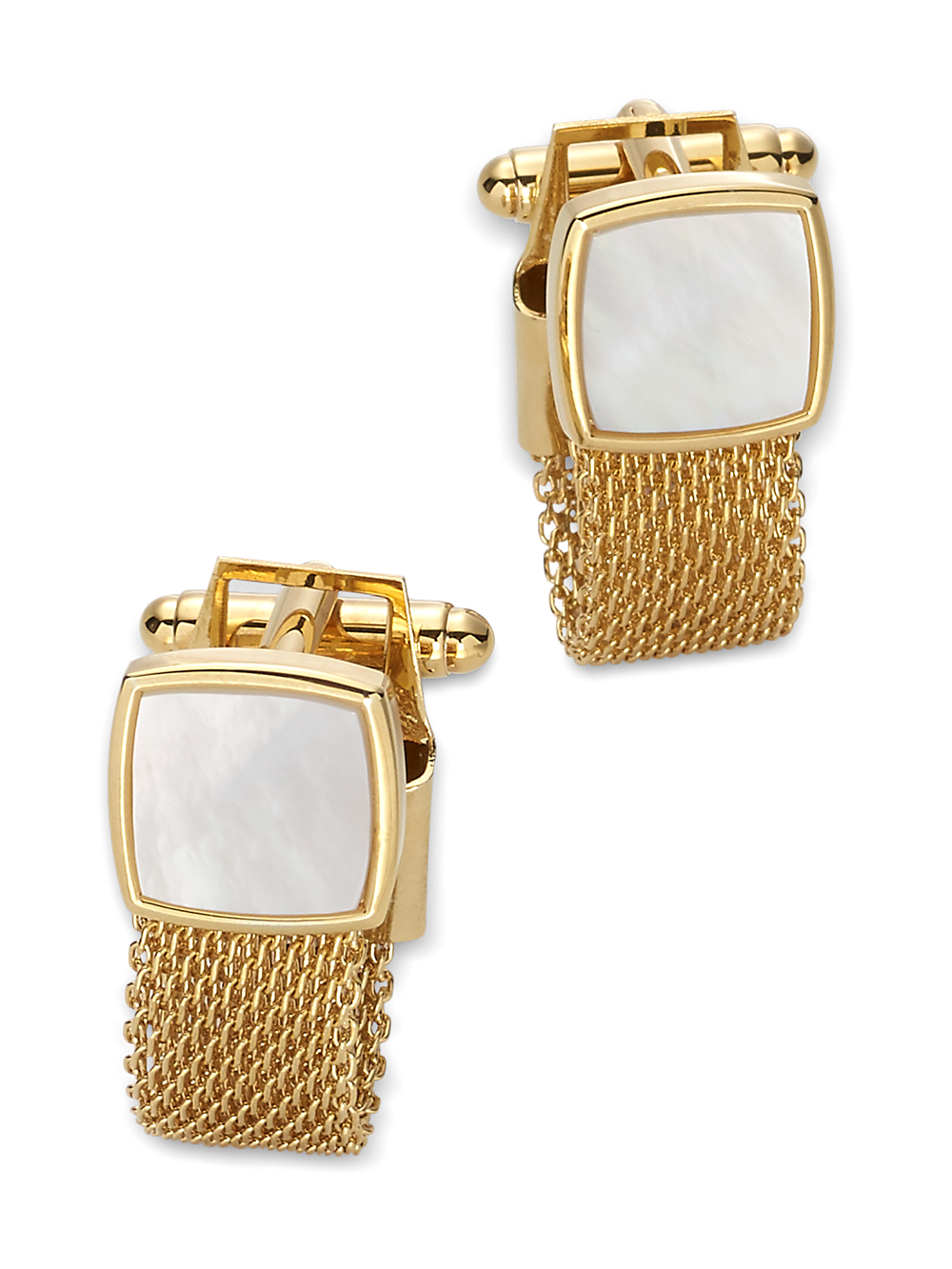 Product Image of Mother Of Pearl Mesh Wrap Cufflinks-Gold