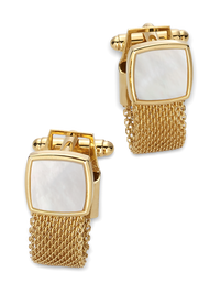 Mother of Pearl Mesh Wrap Cufflinks - Gold