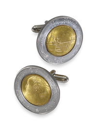 Genuine Italian 500 Lire Coin Cufflinks - Silver/gold