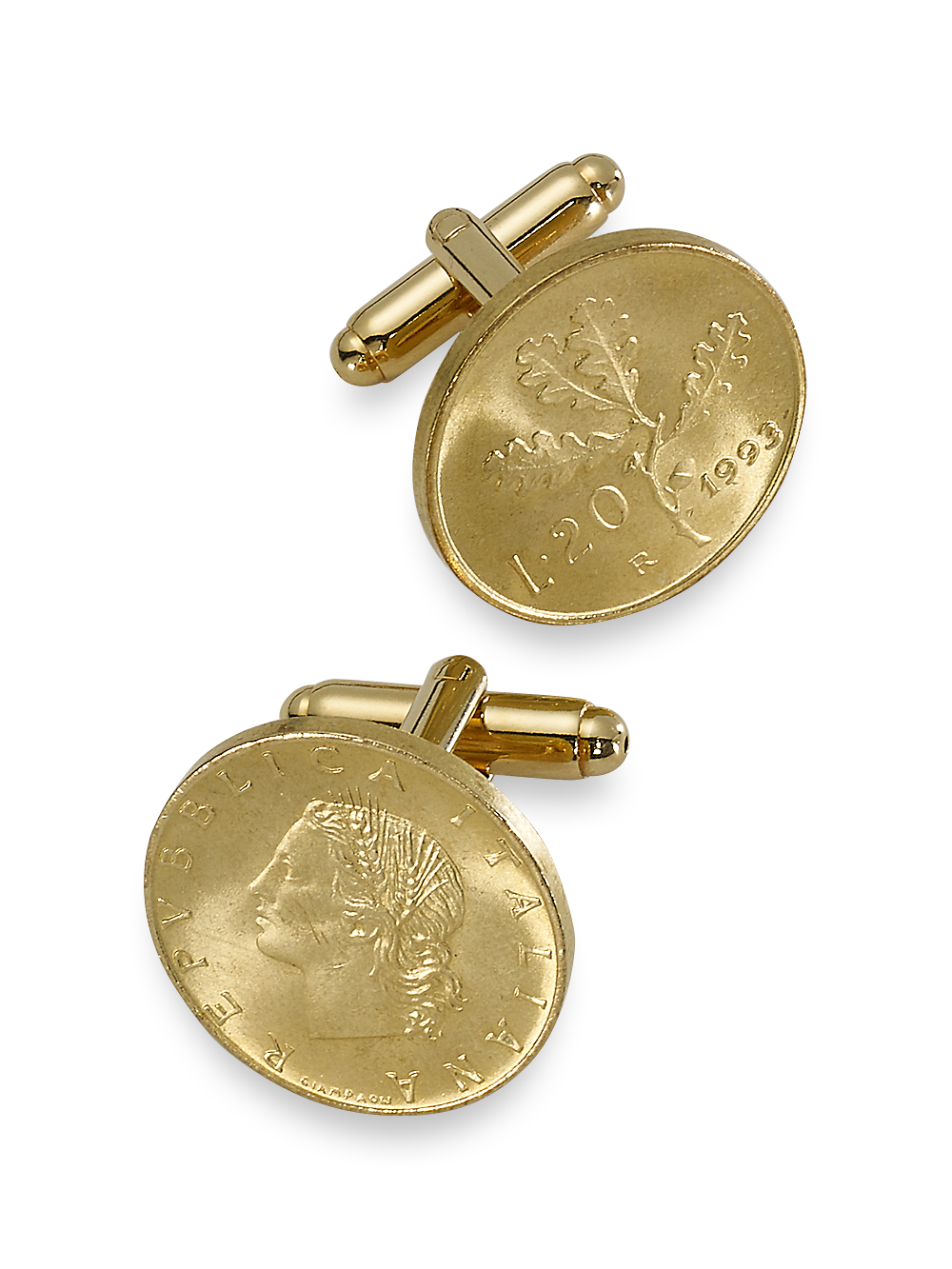 Product Image of Genuine Italian 20 Lire Coin Cufflinks-Gold