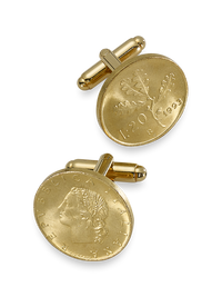 Genuine Italian 20 Lire Coin Cufflinks - Gold