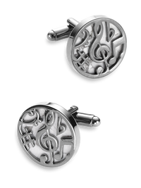 Metal Round Musical Cufflinks - White