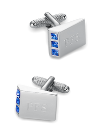 Crystal Side Engravable Cufflinks - Blue