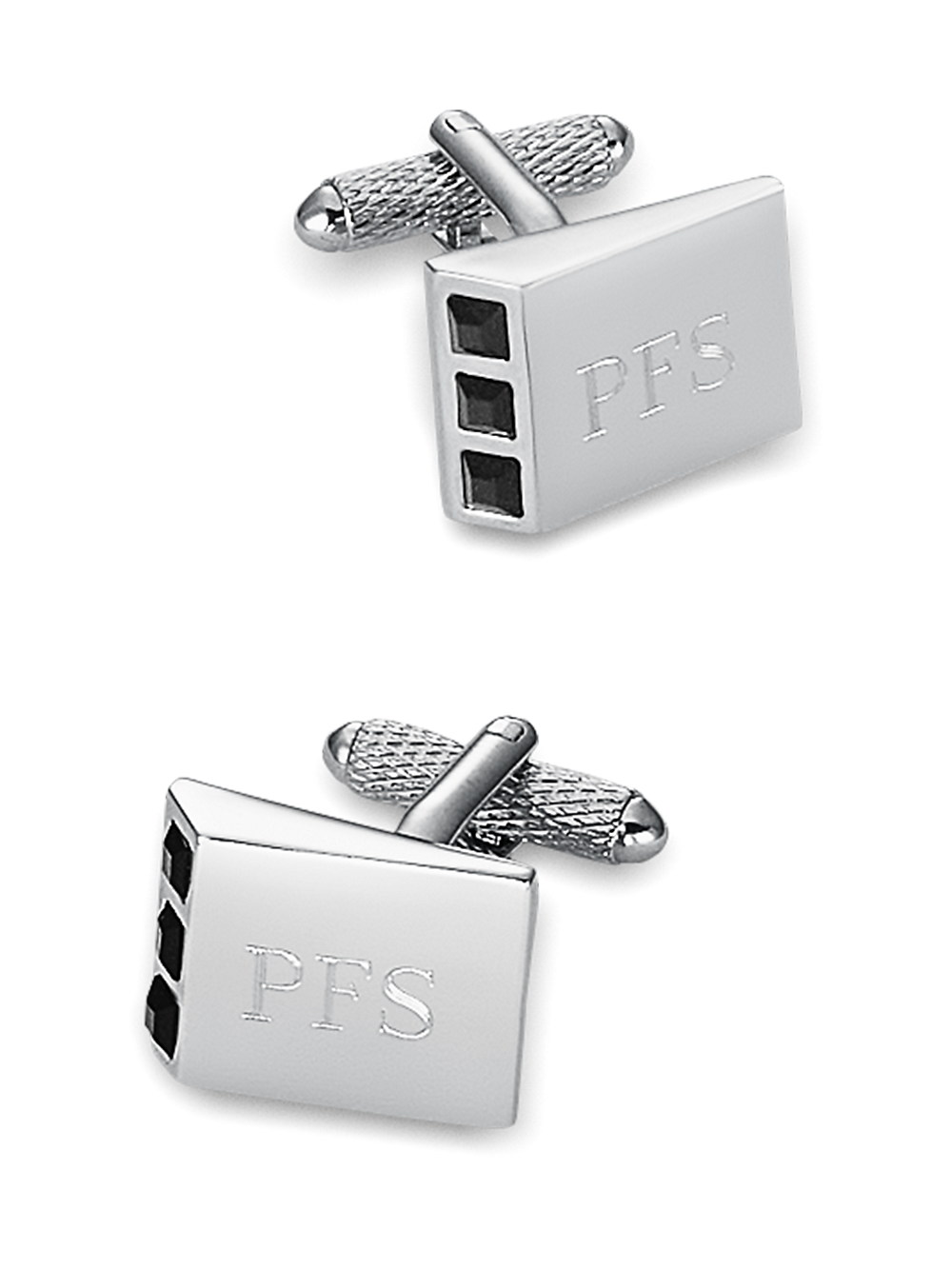 Product Image of Crystal Side Engravable Cufflinks-Black