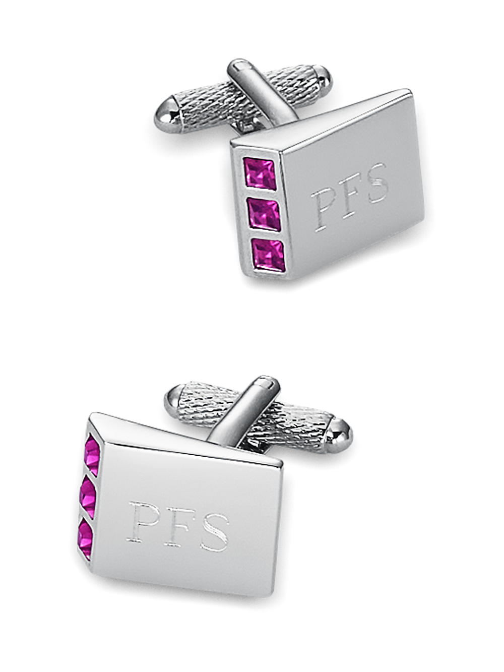 Product Image of Crystal Side Engravable Cufflinks-Purple