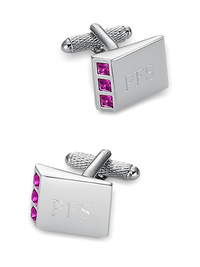 Crystal Side Engravable Cufflinks - Purple