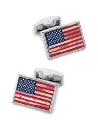 Semi Precious Stone American Flag Cufflinks - Red/white/blue