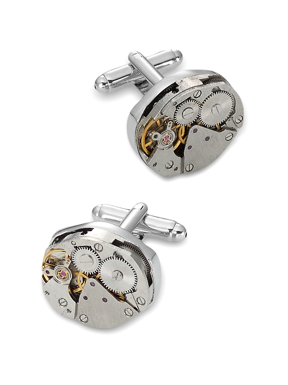 Product Image of Oval Watch Movement Cufflinks-Silver/Gold