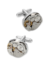 Oval Watch Movement Cufflinks - Silver/gold