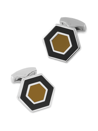 Enamel Hexagon Cufflinks - Black/tan