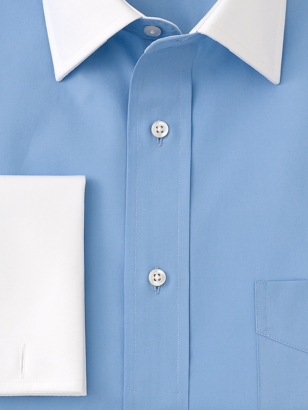 Alternate Image of Pure Cotton Broadcloth Solid Color White Spread Collar French Cuff Dress Shirt-2