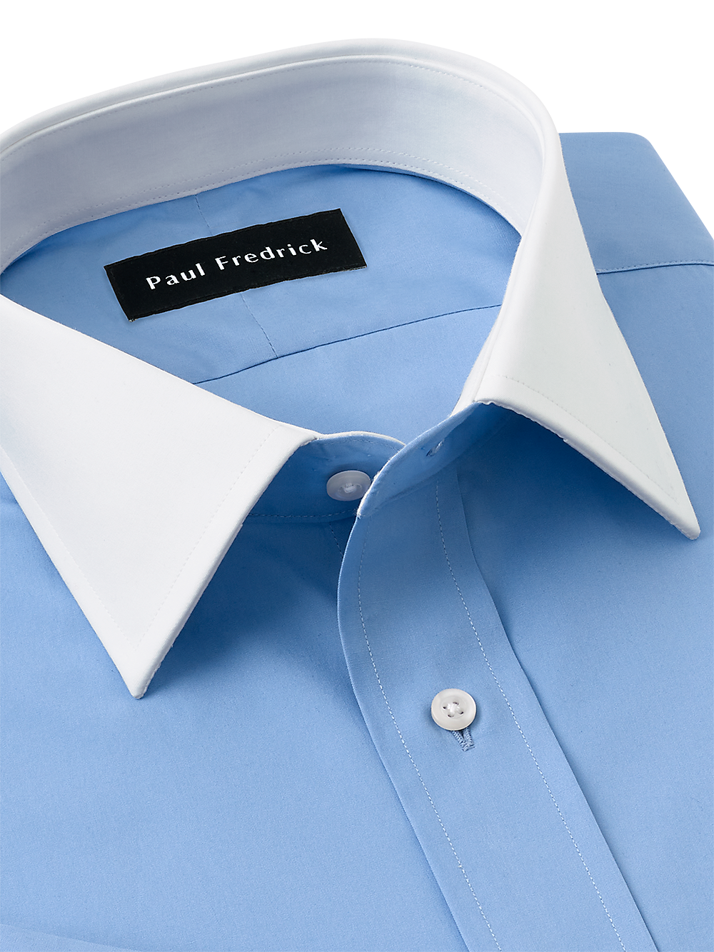 Alternate Image of Pure Cotton Broadcloth Solid Color White Spread Collar French Cuff Dress Shirt-3