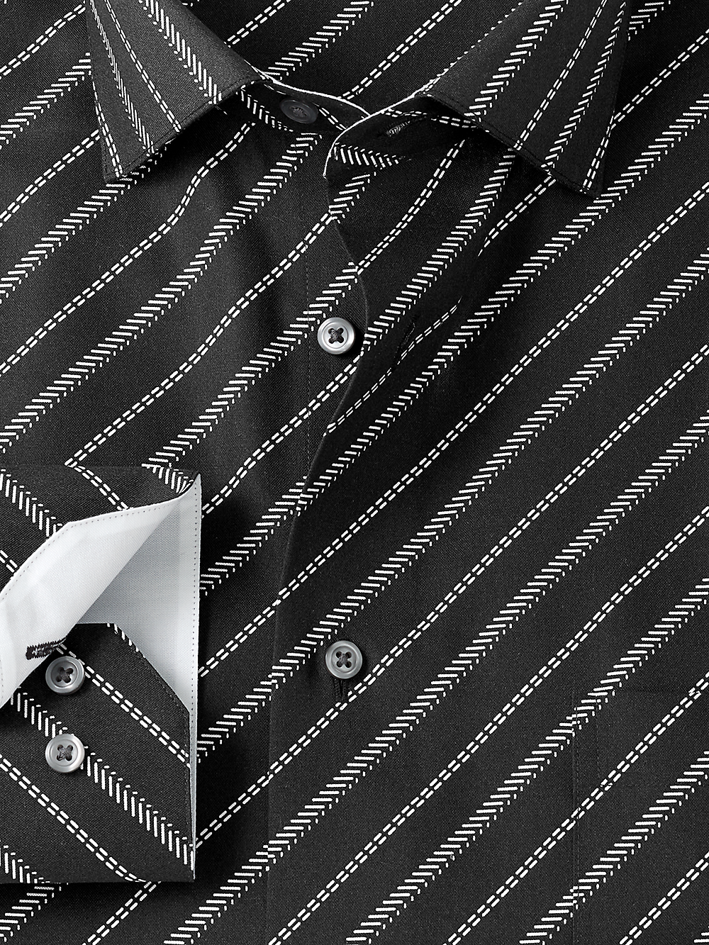 Alternate Image of Non-iron Cotton Diagonal Stripe Dress Shirt With Contrast Trim-1