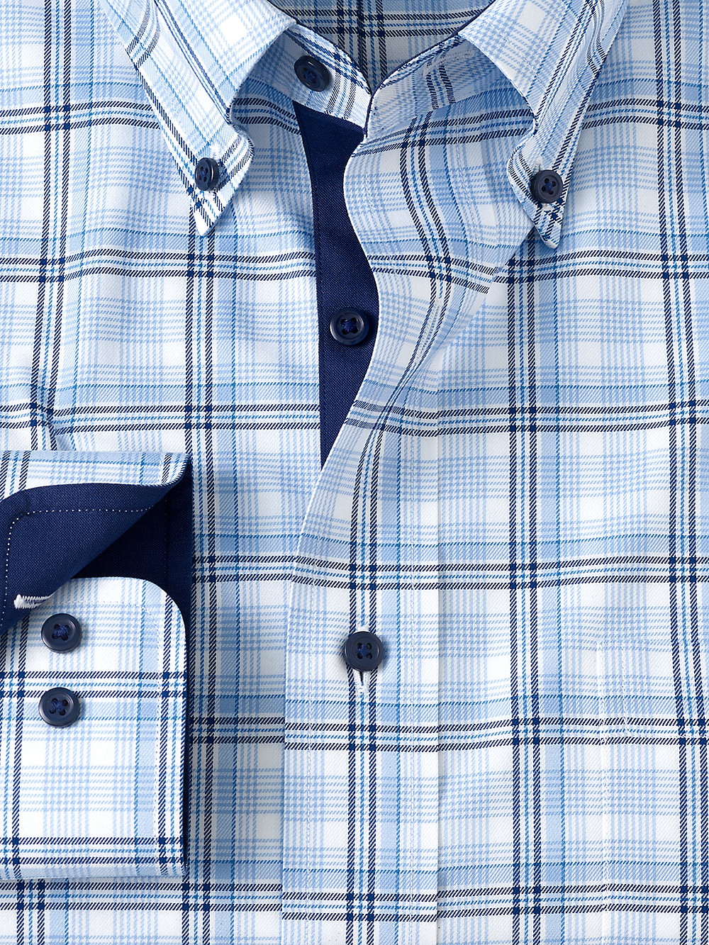 Alternate Image of Non-iron Cotton Check Dress Shirt With Contrast Trim-1