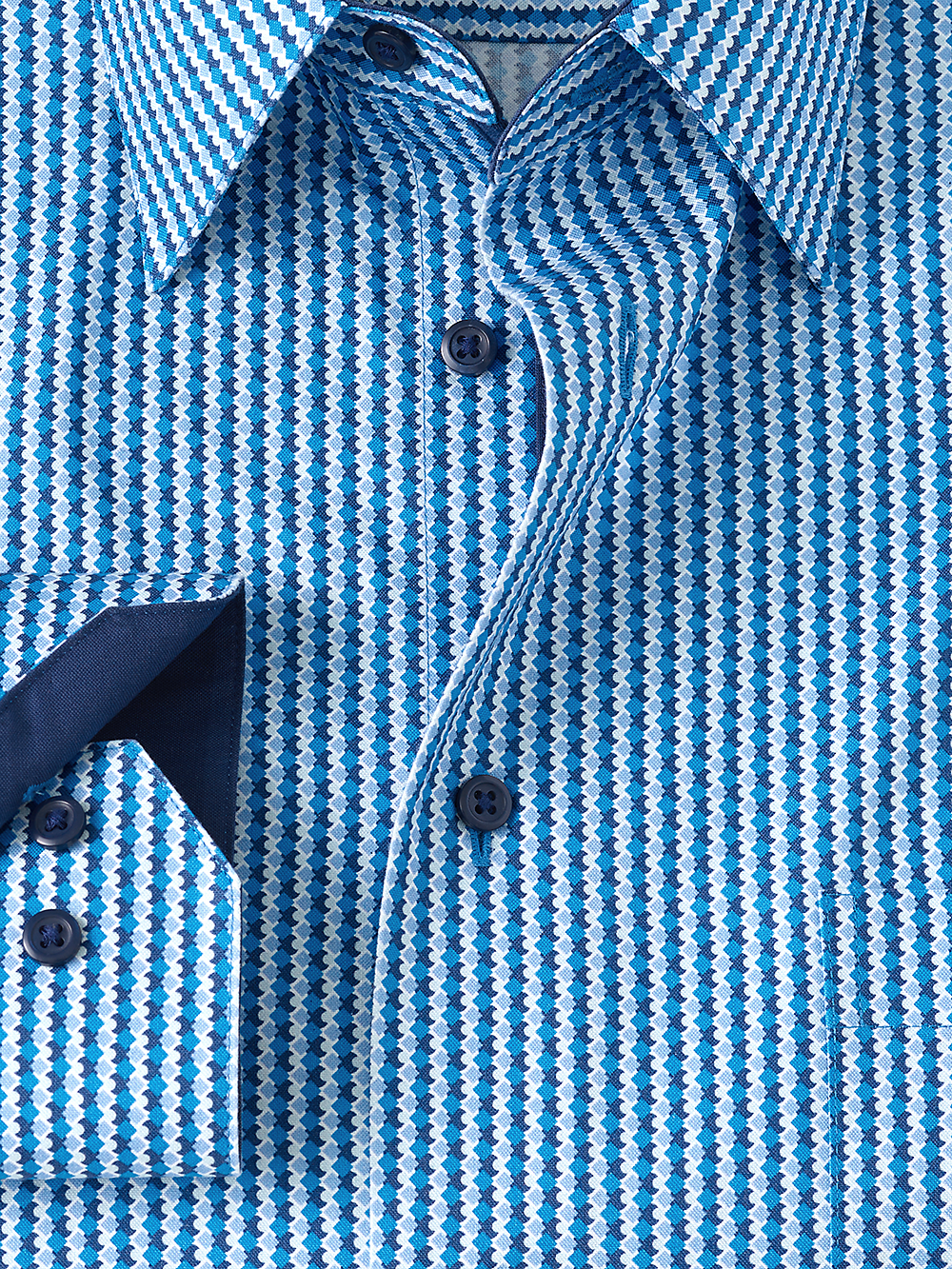 Alternate Image of Non-iron Cotton Alternating Stripe Dress Shirt With Contrast Trim-1