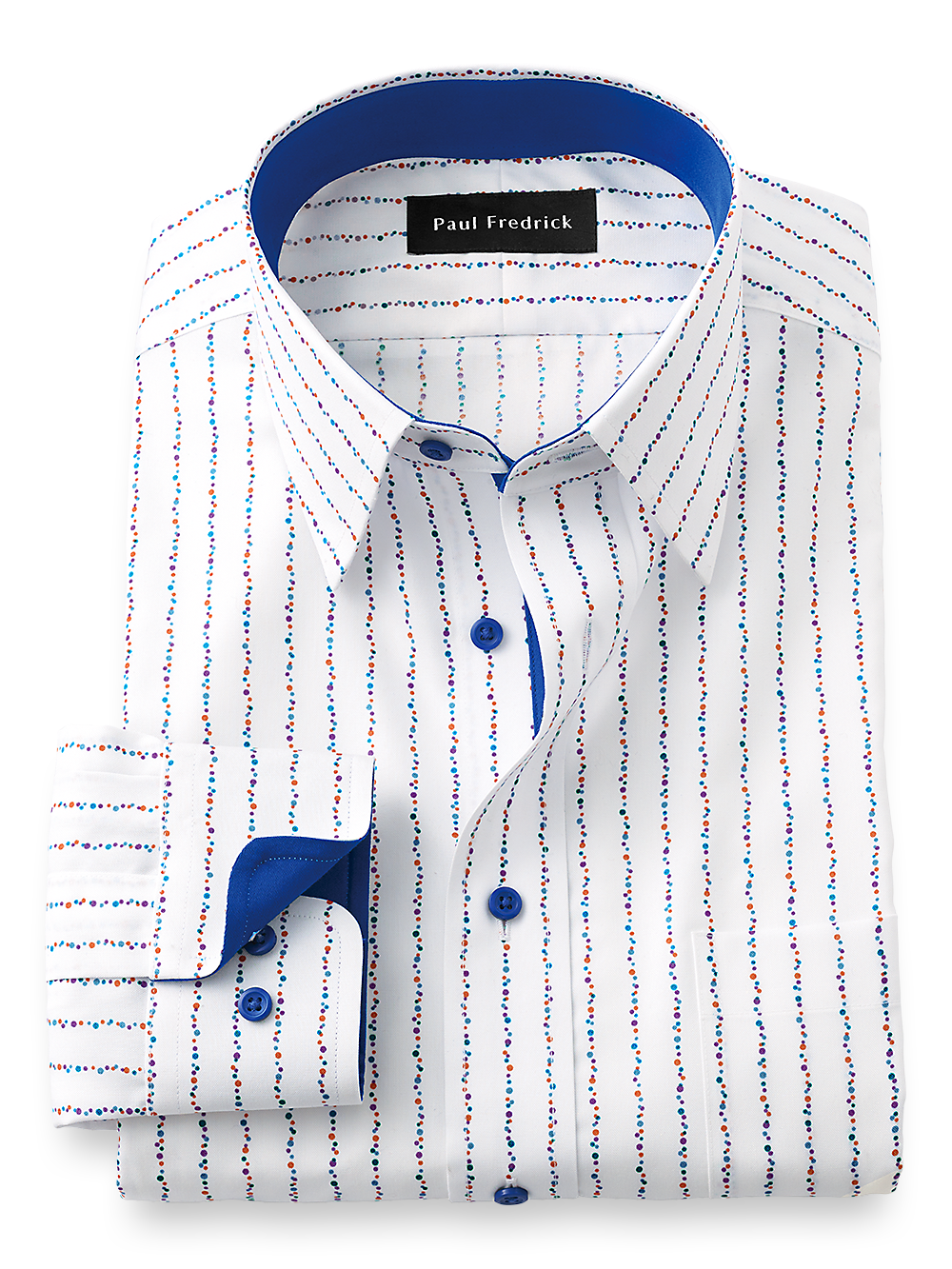 Product Image of Non-iron Cotton Stripe Dress Shirt With Contrast Trim-Multi