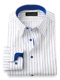 Non-Iron Cotton Stripe Dress Shirt With Contrast Trim - Multi