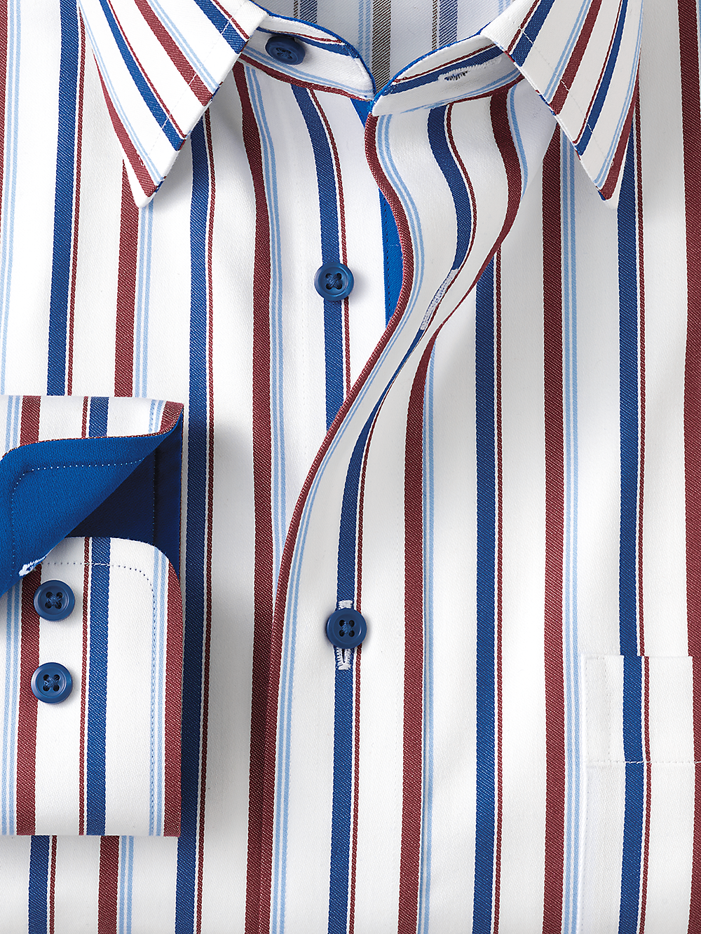 Alternate Image of Non-iron Cotton Stripe Dress Shirt With Contrast Trim-1