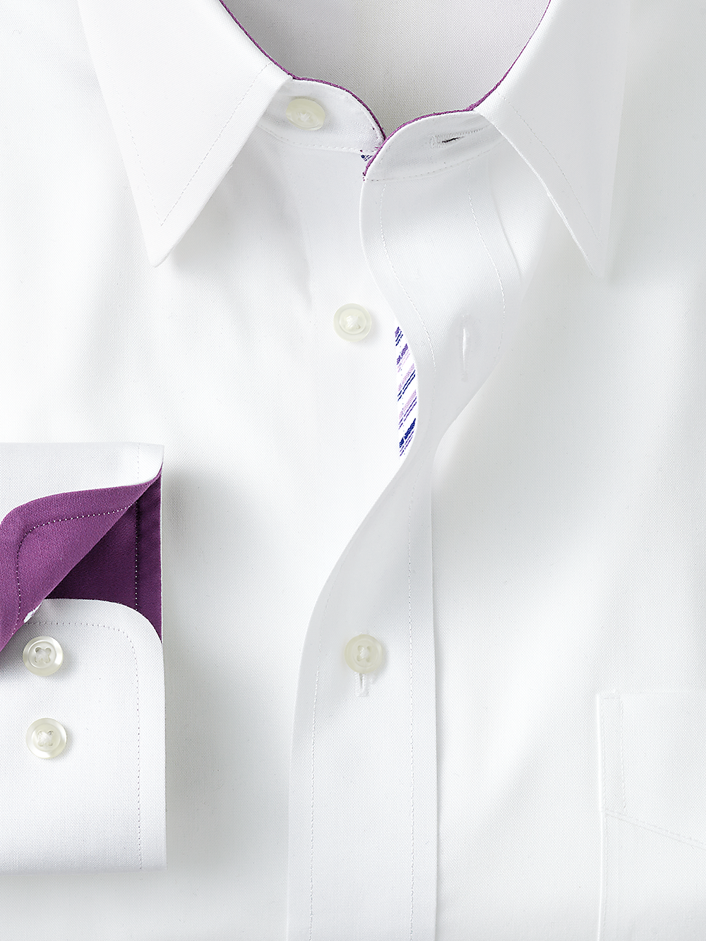 Alternate Image of Non-iron Cotton Solid Dress Shirt With Contrast Trim-1