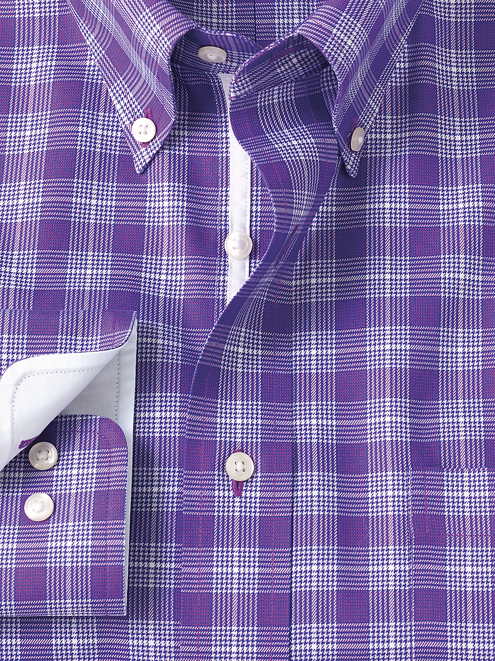 Alternate Image of Non-iron Cotton Glen Plaid Dress Shirt With Contrast Trim-1