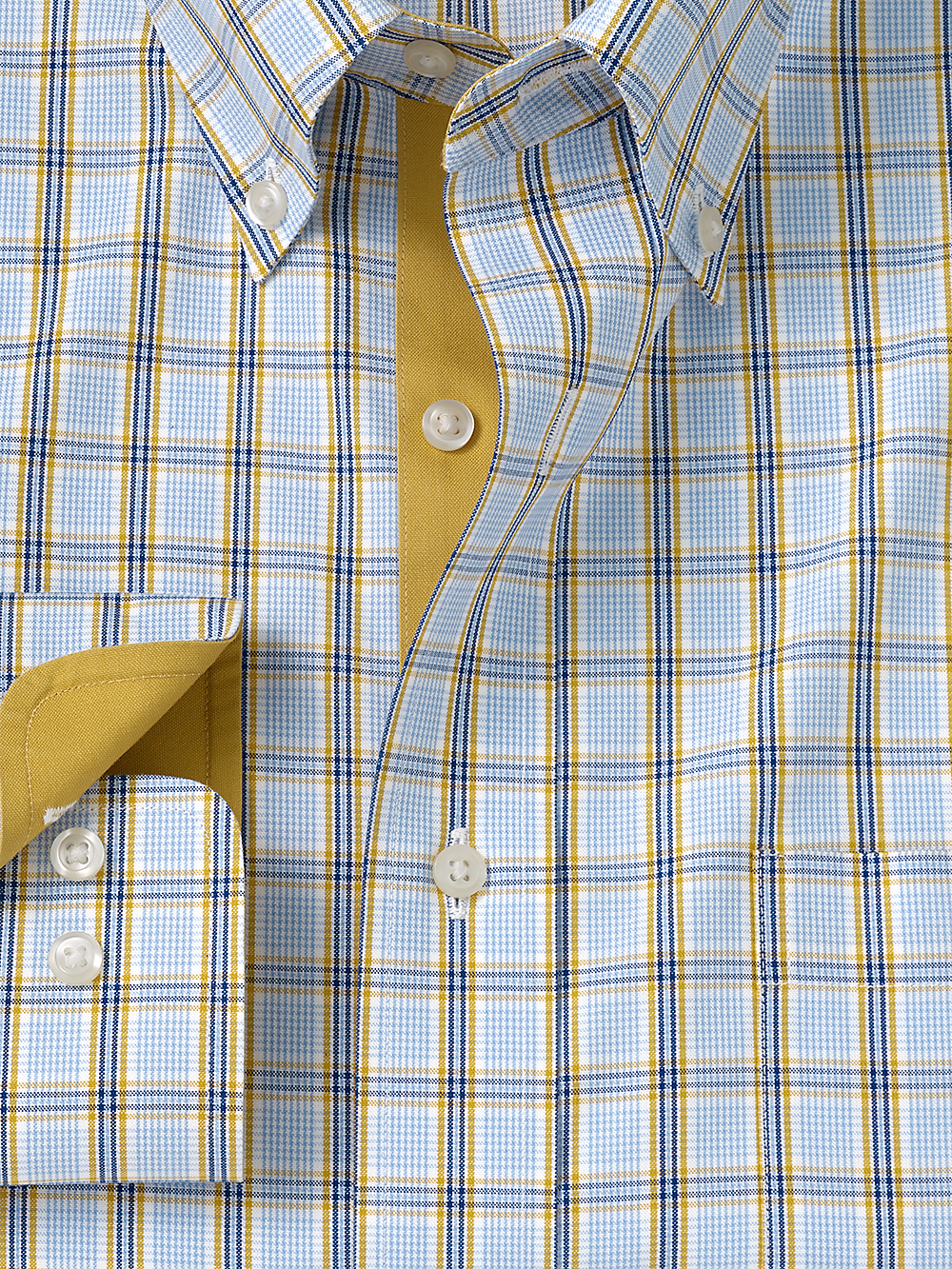 Alternate Image of Non-iron Cotton Windowpane Dress Shirt With Contrast Trim-1