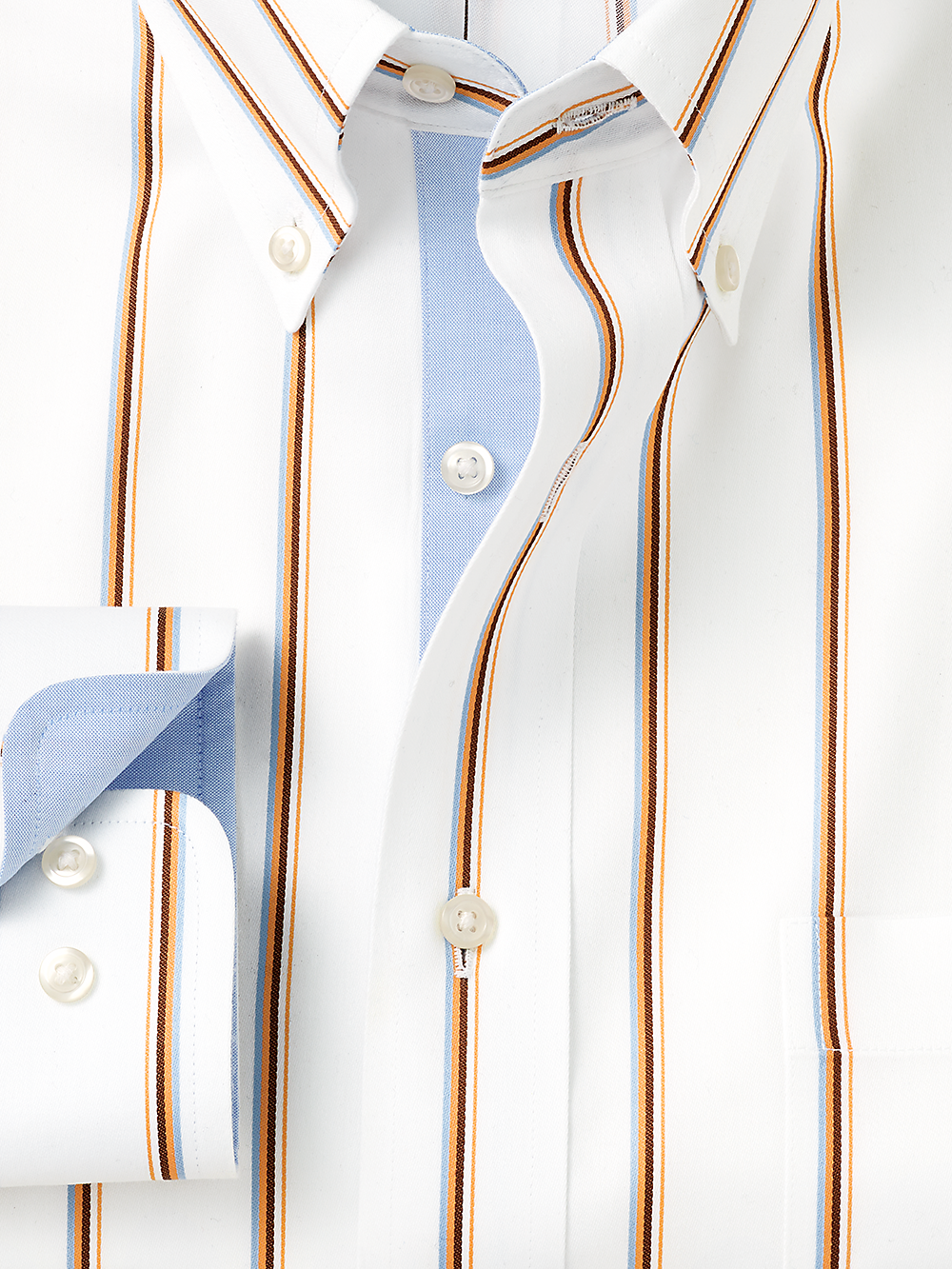 Alternate Image of Non-iron Cotton Stripe Dress Shirt With Contrast Trim-1