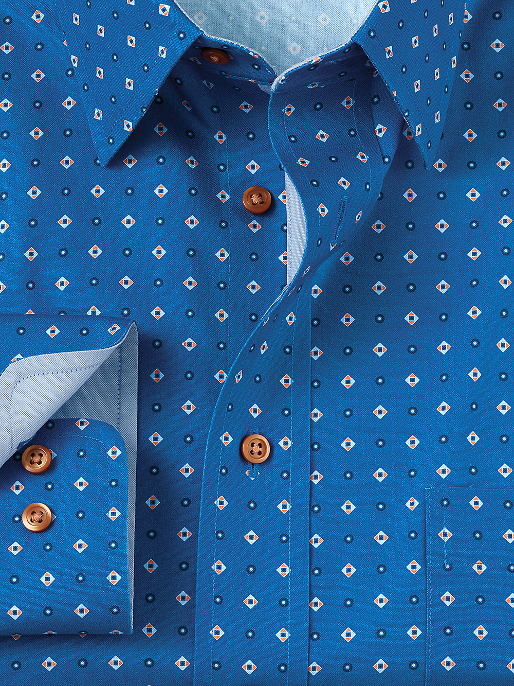 Alternate Image of Non-iron Cotton Diamond Print Dress Shirt With Contrast Trim-2