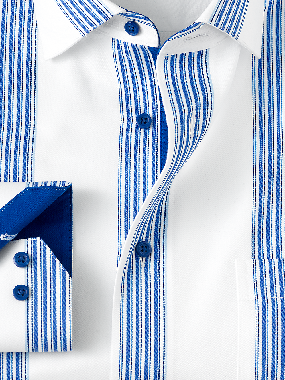 Alternate Image of Non-iron Cotton Stripe Dress Shirt With Contrast Trim-1