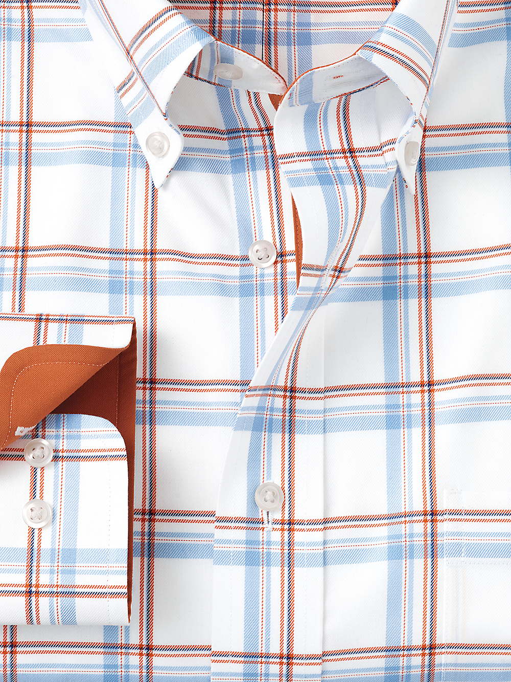 Alternate Image of Non-iron Cotton Check Dress Shirt With Contrast Trim-1