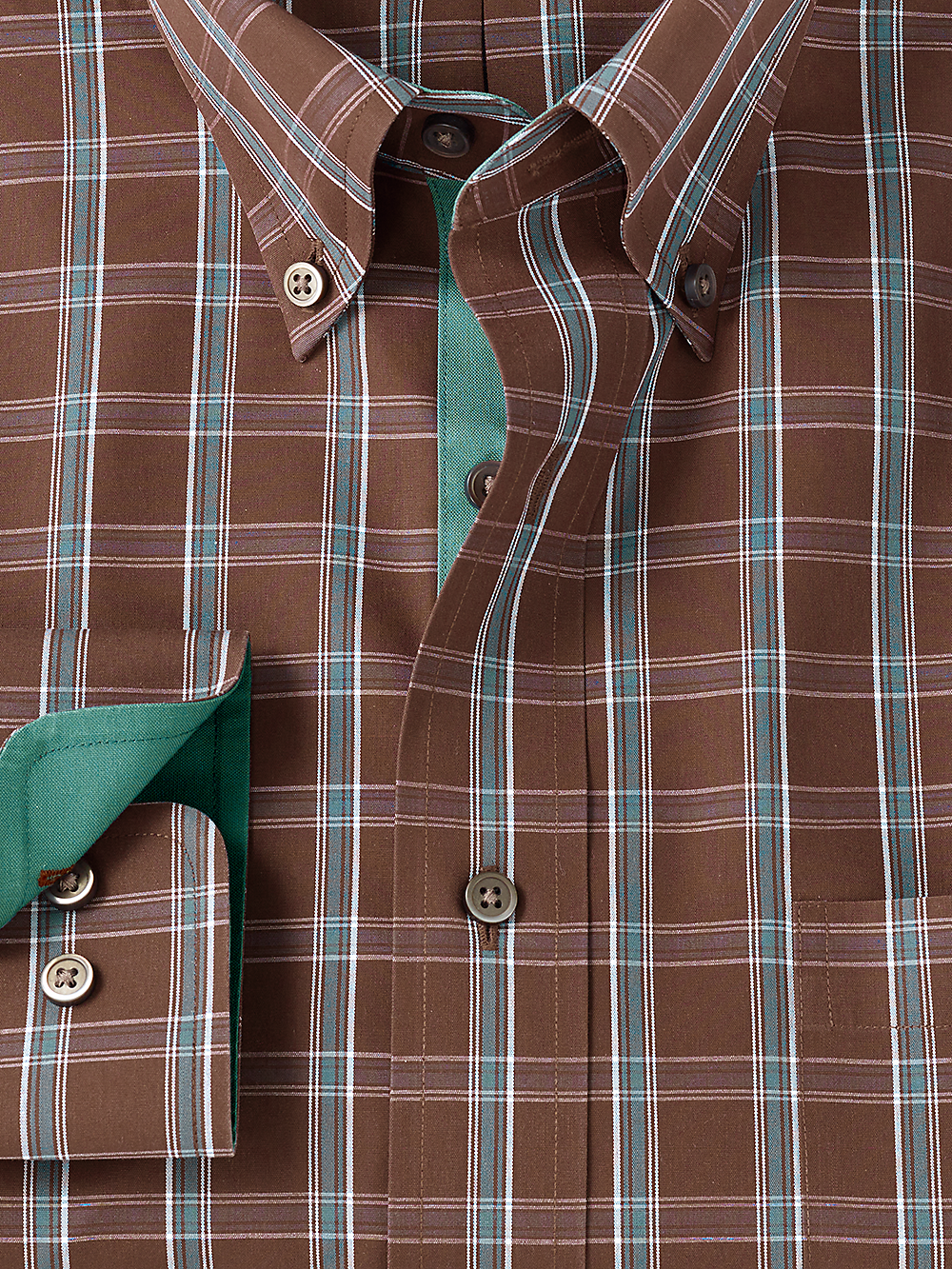 Alternate Image of Non-iron Cotton Windowpane Dress Shirt With Contrast Trim-1