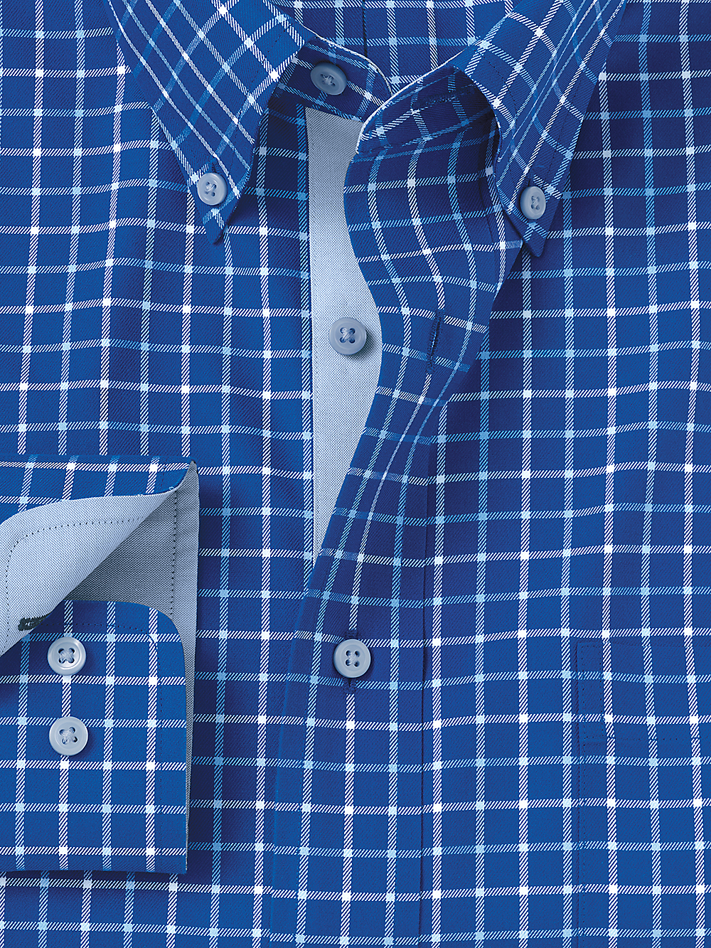 Alternate Image of Non-iron Cotton Check Dress Shirt With Contrast Trim-1