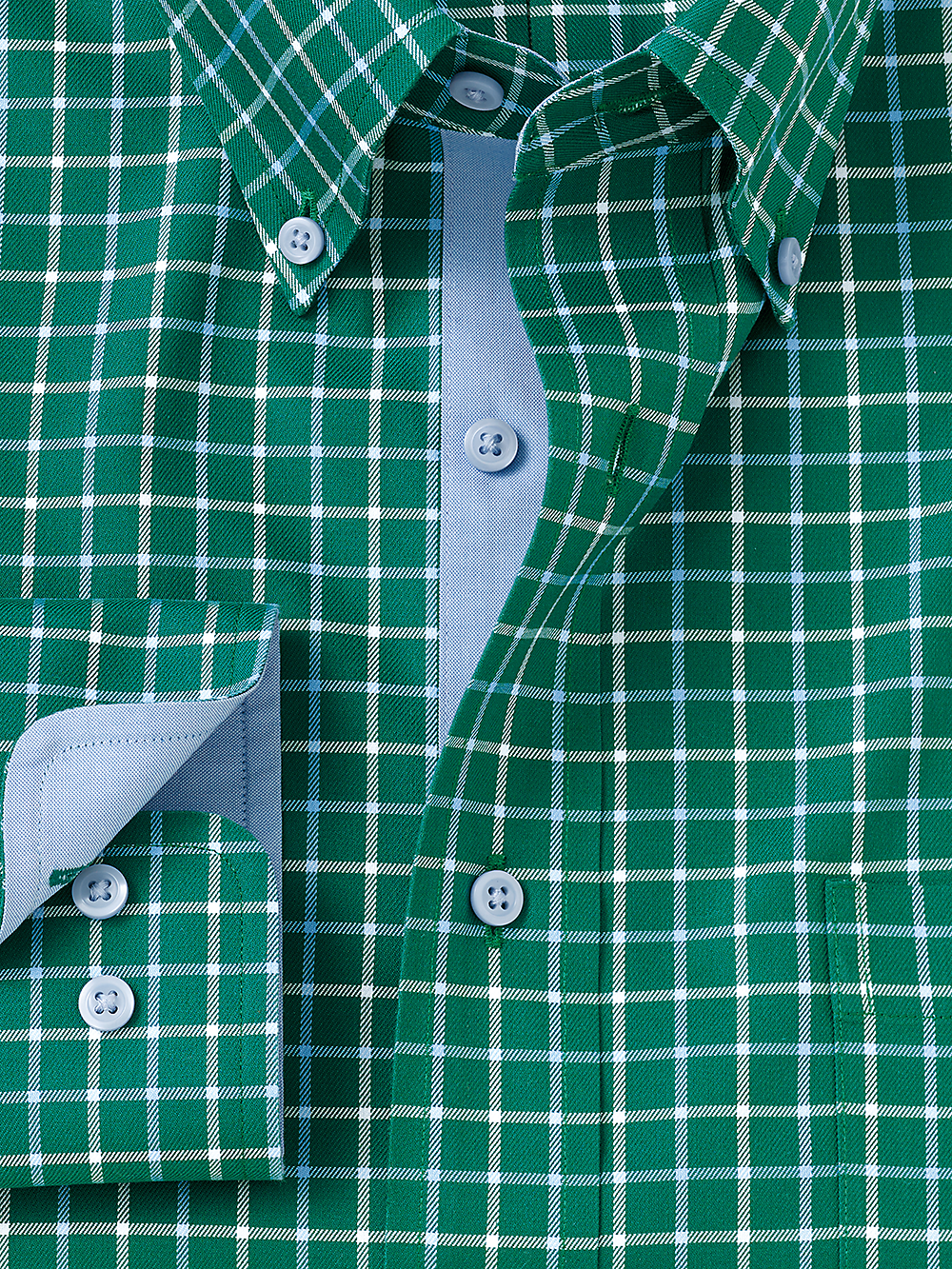 Alternate Image of Non-iron Cotton Check Dress Shirt With Contrast Trim-1