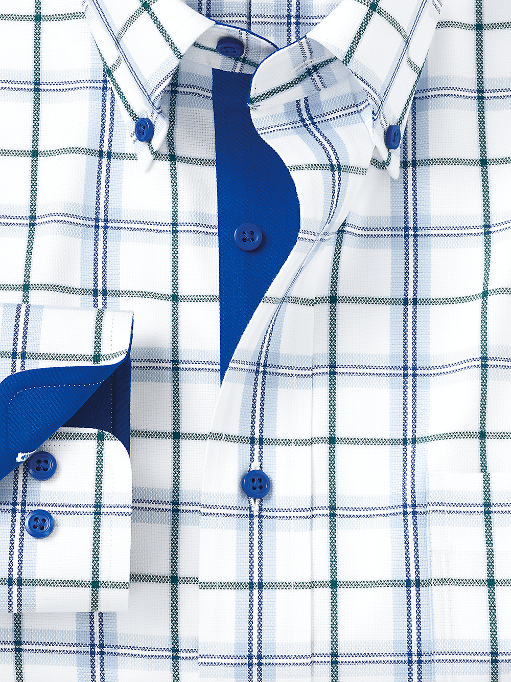 Alternate Image of Non-iron Cotton Tattersall Dress Shirt With Contrast Trim-1