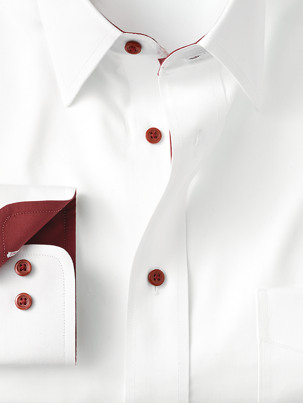 Alternate Image of Non-iron Cotton Solid Dress Shirt With Contrast Trim-1