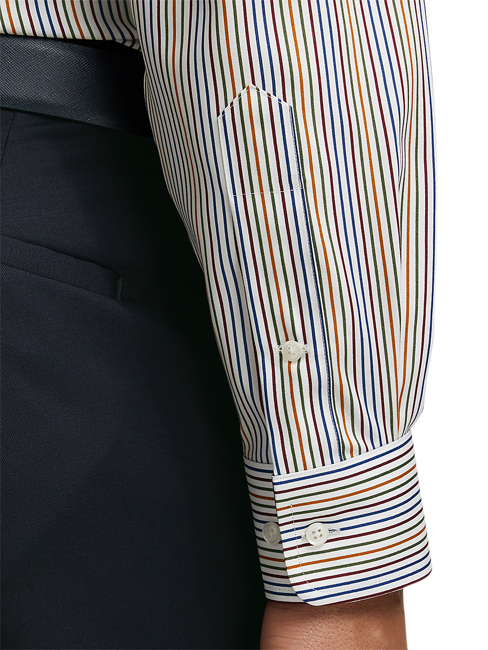 Alternate Image of Non-iron Cotton Stripe Dress Shirt With Contrast Trim-3